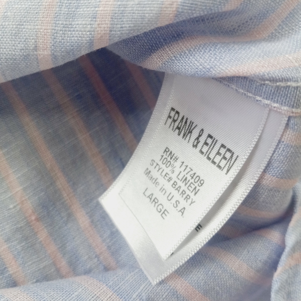 Frank & Eileen Barry Linen Blue Pink Stripe L - Picture 8 of 13